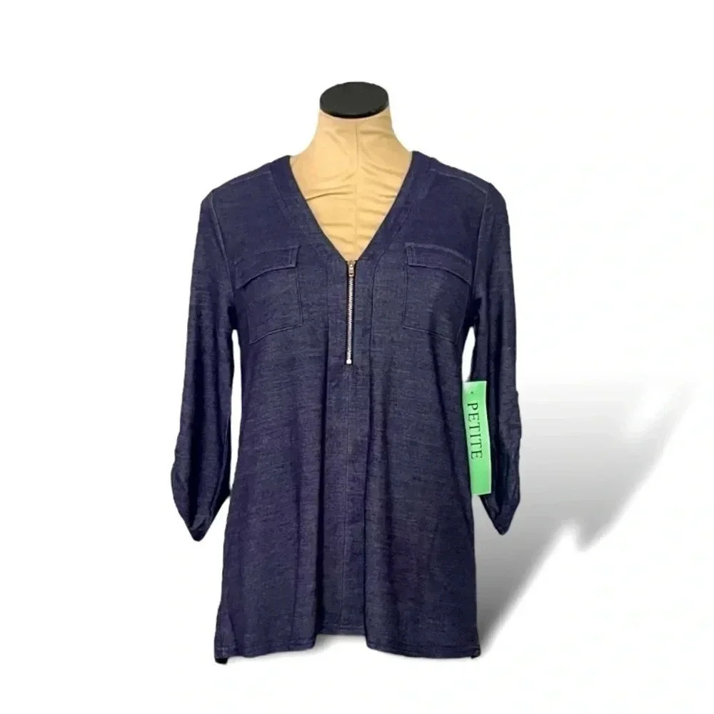Siren Lily Roll Tab Sleeve Utility Top - Picture 2 of 5